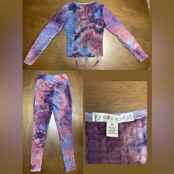 Eye Candy Multicolor Leggings Set Top Size Medium Leggins Size  Small (0345) - Picture 1 of 16